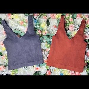 2pk Ribbed cropped top